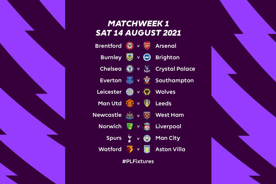Premier League 2021/22 fixtures announced.